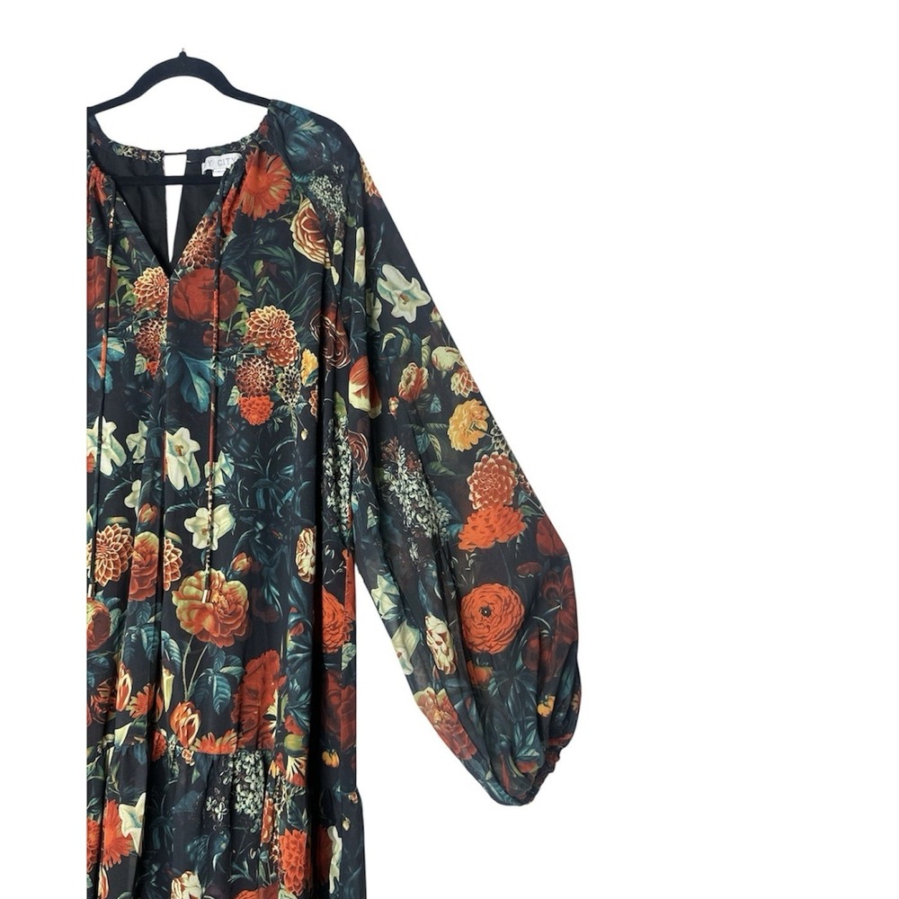 Ivy City Co Imogen Maxi Dress Womens Medium Floral Oversized Long Sleeve No Belt - Picture 7 of 9